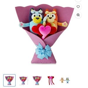 Valentine Plush Toy Bouquet with Heart Bluey